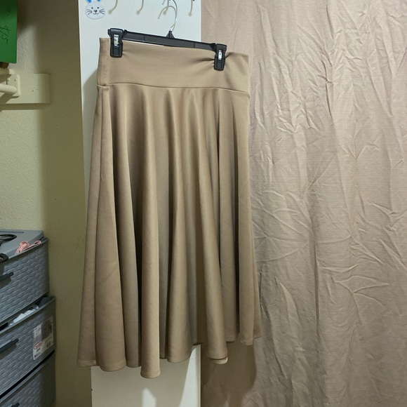 Tan Flare A-Line Midi Skirt - Picture 1 of 3